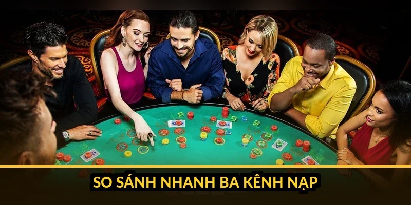 Bảng so sánh tốc độ và hạn mức ba kênh nạp Banking, Momo, thẻ cào tại B52