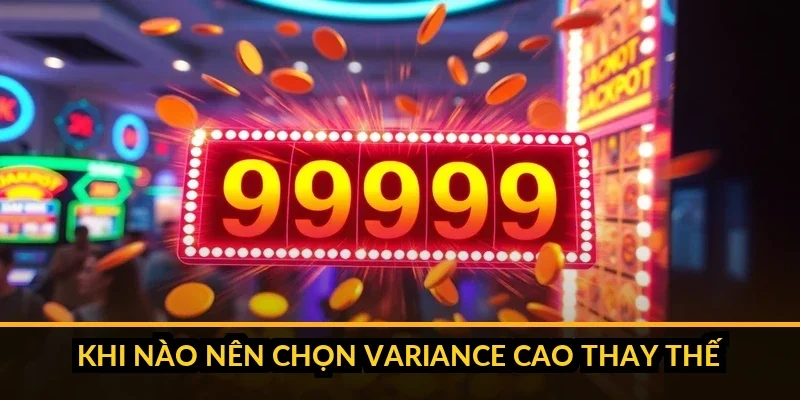 Đồ thị so sánh nhịp trả thưởng giữa slot variance thấp và variance cao trên cùng RTP